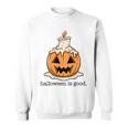 Halloween Is Good And Life Spooky Pumpkin Candle Halloween Sweatshirt