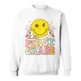 Hello First Grade Hippie Smile Face 1St Grade Back To School Sweatshirt