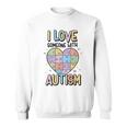 I Love Someone With Autism Kids Heart Puzzle Colorful Kids Sweatshirt
