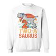Kids Two A Saurus Rex 2Nd Birthday Dinosaur 2 Year Old Boys Sweatshirt