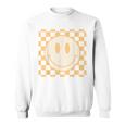 Retro Happy Face Yellow Vintage Checkered Pattern Smile Face Sweatshirt