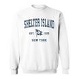 Shelter Island Ny Vintage Sports Navy Boat Anchor Flag Sweatshirt