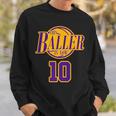 10 Years Old Birthday Basketball Baller Purple And Yellow Sweatshirt Gifts for Him