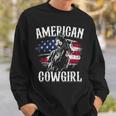 American Cowgirl Rodeo Barrel Racing Horse Riding Girl Gift Sweatshirt Gifts for Him