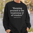Aristotle Wisdom & Introspection Philosophy Quote Sweatshirt Gifts for Him