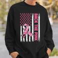 Back The Pink Warrior Flag American Breast Cancer Awareness Breast Cancer Awareness Funny Gifts Sweatshirt Gifts for Him