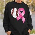 Baseball Heart Pink Ribbon Warrior Breast Cancer Awareness Sweatshirt Gifts for Him