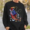 Bass Fishing Fish American Flag Dad Father Fourth Of July Sweatshirt Gifts for Him