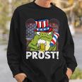 Beer Funny 4Th Of July Us Flag Prost Frog With Beer Sweatshirt Gifts for Him