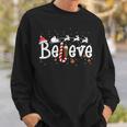 Believe Christmas Santa Claus Reindeer Candy Cane Xmas Sweatshirt Gifts for Him