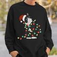 Black Cat Christmas Lights Cat Lover Xmas Pajama Sweatshirt Gifts for Him
