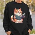 Bookish Cat With Glasses - Cute & Intellectual Design Sweatshirt Gifts for Him