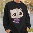 Brazilian Jiu Jitsu Black Belt Combat Sport Cute Kawaii Cat Sweatshirt Gifts for Him