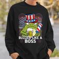 Buzzed Like A Boss 4Th Of July American Flag Frog Men Women Sweatshirt Gifts for Him