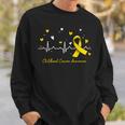 Childhood Cancer Awareness Heartbeat Gold Ribbon Sweatshirt Gifts for Him