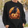 Crow Bird On Pumpkin Crow And Jack O Lantern Halloween Party Sweatshirt Gifts for Him