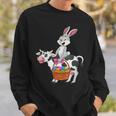 Cute Bunny Riding Cow Happy Easter Cow Lover Gifts Sweatshirt Gifts for Him