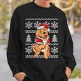 Cute Dog Santa Hat Ugly Christmas Sweater Holiday Sweatshirt Gifts for Him