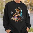 Dj Cat Cute Space Cat Disc Jockey Cat In Astronaut Suit Sweatshirt Gifts for Him