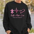 Faith Hope Love Breast Cancer Awareness Ribbon Heartbeat Sweatshirt Gifts for Him