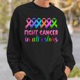 Fight Cancer In All Color Feather Breast Cancer Awareness Sweatshirt Gifts for Him