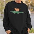 Funny Capybara Riding On A Crocodile Sweatshirt Gifts for Him