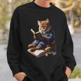Cats Reading A Book Graphic Cat Kitten Lovers Sweatshirt Gifts for Him