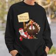 Thanksgiving Wait Your Turn Fat Boy Santa Turkey Sweatshirt Gifts for Him