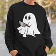 Ghost Holding Knife Halloween Costume Ghoul Spirit Sweatshirt Gifts for Him