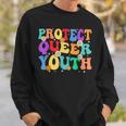 Groovy Protect Queer Youth Protect Trans Kids Trans Pride Sweatshirt Gifts for Him