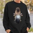 Grumpy Pug In Aviator Sunglass Riding Motorcycle Dog Sweatshirt Gifts for Him