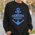 Hamburg Germany Port City Blue Anchor Design Sweatshirt Gifts for Him