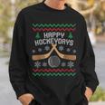 Happy Hockeyday Ice Hockey Boys Christmas Ugly Sweater Sweatshirt Gifts for Him