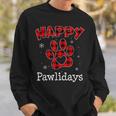 Happy Pawlidays Buffalo Plaid Paw Christmas Puppy Dog Lover Sweatshirt Gifts for Him