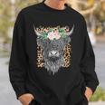 Highland Castle Leopard Flower Cow Western Cowhide Cowgirl Gift For Womens Sweatshirt Gifts for Him