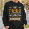 July 1998 22 Years Old 22Nd Birthday Gifts Sweatshirt Gifts for Him