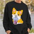 Kawaii Corgi Loves Bubble Tea Funny Bobas Welsh Dog Sweatshirt Gifts for Him