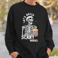 Let's Watch Scary Movies Skeleton Popcoin Halloween Costume Sweatshirt Gifts for Him