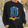 Letter D Master Builder Alphabet Last Name Building Blocks Sweatshirt Gifts for Him