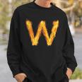 Letter W Sign Alphabet Last Name Consonants Fire Flame Gift Sweatshirt Gifts for Him