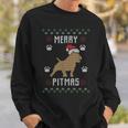 Merry Pitmas Ugly Christmas Sweater Pit Bull Lovers Sweatshirt Gifts for Him