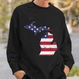Michigan Map State American Flag 4Th Of July Pride Sweatshirt Gifts for Him