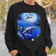 Moon Dolphin Space Dolphins Sweatshirt Gifts for Him