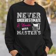 Never Underestimate A Woman With A Masters Degree Graduation Sweatshirt Gifts for Him