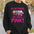 In October We Wear Pink Breast Cancer Awareness Halloween Sweatshirt Gifts for Him