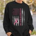 In October We Wear Pink Pink Ribbon Flag Breast Cancer Sweatshirt Gifts for Him