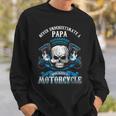 Papa Biker Never Underestimate Motorcycle Skull Sweatshirt Gifts for Him