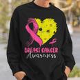 Pink Ribbon & Pickleball Ball Heart Breast Cancer Warrior Sweatshirt Gifts for Him