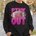 Pink Ribbon Breast Cancer Awareness Football Pink Out Sweatshirt Gifts for Him