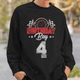 Race Car 4Th Birthday Boy Party Racing 4 Year Old Pit Crew Racing Funny Gifts Sweatshirt Gifts for Him